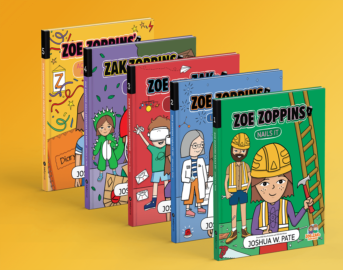 All five Zoe and Zak's Pain Hacks books